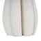 White Ceramic Abstract Ribbed Dimensional Concaved Vase with Floral Shaped Rim